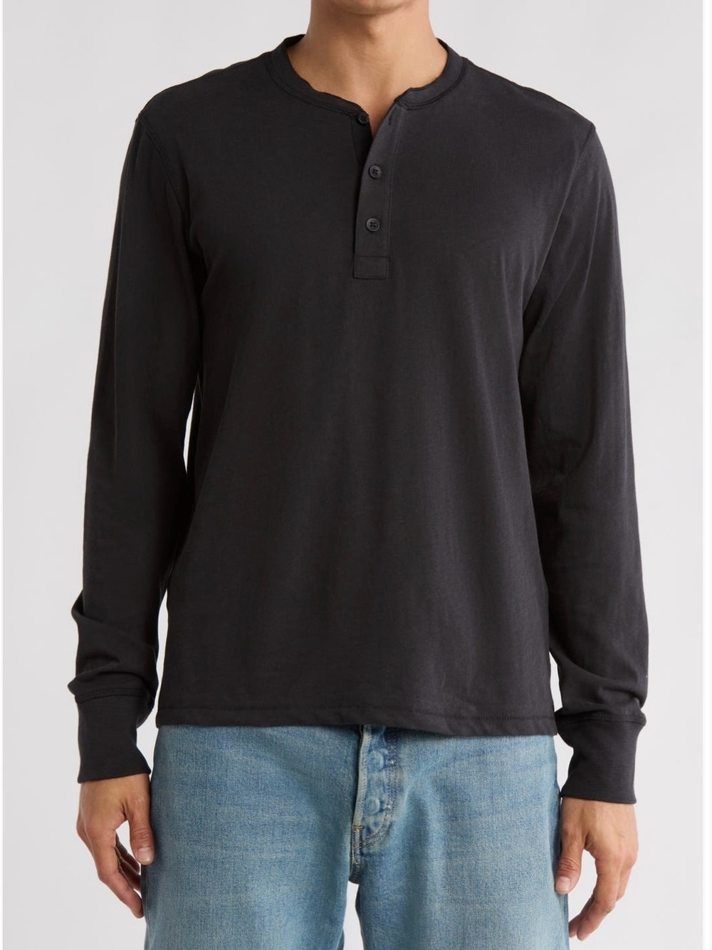 Rag and Bone Like New Class Slub Men's Black Long-Sleeve Henley Shirt